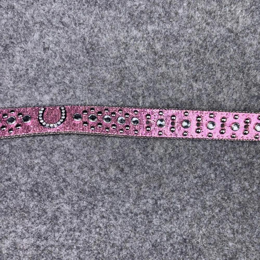 Nocona Belt Co Western Belt Kids 22 Pink Rhinestone Horseshoe Glitter Cowgirl